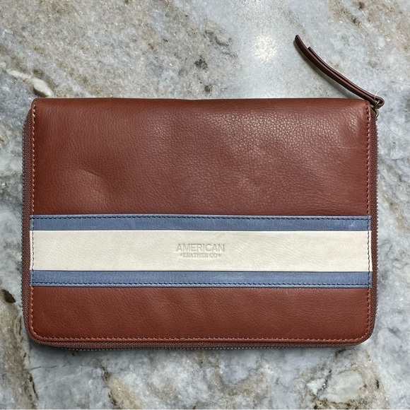 New American Leather Co small bag leather planner journal agenda zip cover - Picture 1 of 7